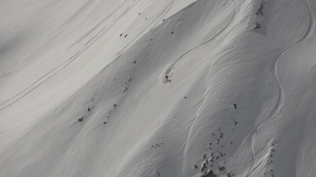 Run de ski freeride en poudreuse