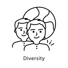 Diversity Vector Outline Style Icon. Eps 10 File 