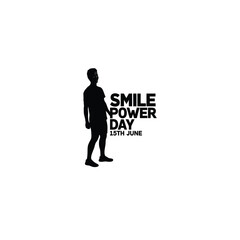 Fototapeta premium smiling man a text Smile Power Day – 15th June silhouette on white background