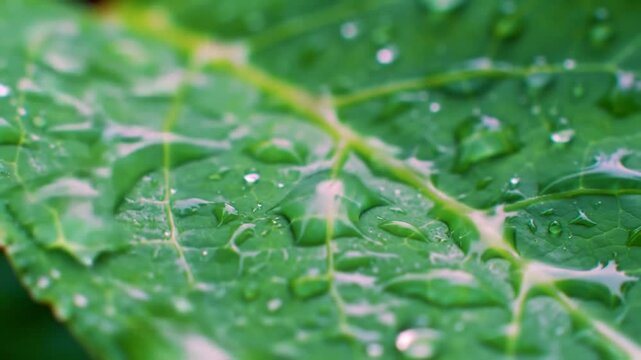 Emerald Canopy Gleaming Morning Dew Adorning Green Hydrangea Leaf
