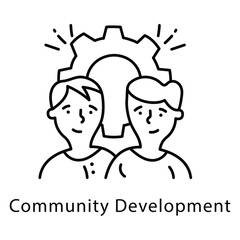 Community Development Vector Outline Style Icon. Eps 10 File 