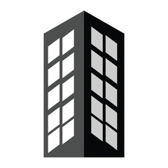 vector illustration of a black building icon with white windows.