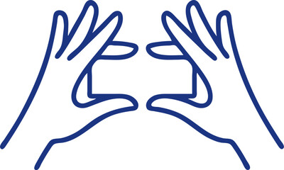 Obraz premium Dark Blue Hands Framing View Icon