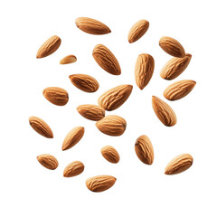 Almonds falling against colorful lines abstract background