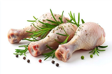 Raw chicken drumsticks isolated on a white background