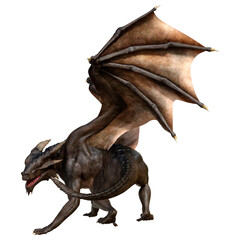 3D Rendering Fairy Tale Dragon on White