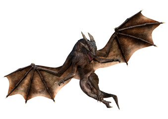 3D Rendering Fairy Tale Dragon on White