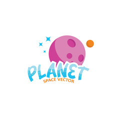 Space planet logo design template