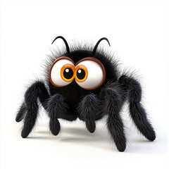 Cute Tarantula cartoon character 3D white background