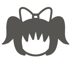 リボンをつけた女の子のシンプルなピクトグラム
