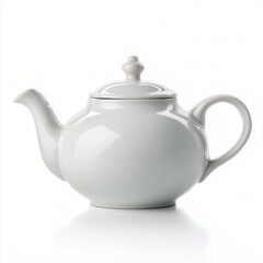 Elegant White Ceramic Teapot Isolated on White background