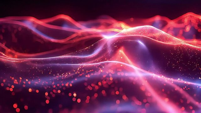 Abstract glowing digital Energy Waves flowing Background