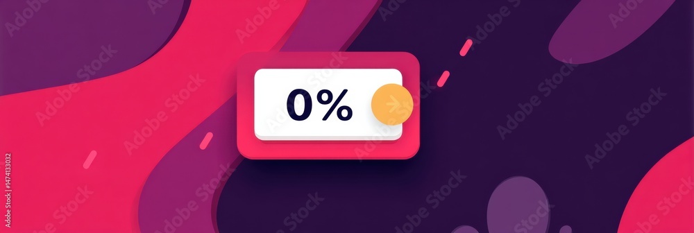 Poster Discount Tab Appears on Glossy UI Panel, Showcasing a 0 Percent Offer for Promotions and Special Deals Designed to Attract User Attention Effortlessly