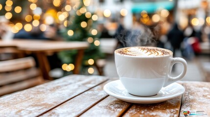 Christmas coffee outdoors cafe