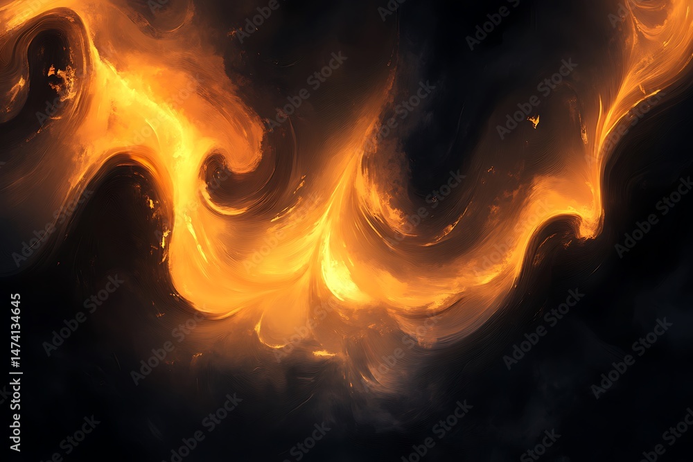 Poster dark abstract background with soft mystical glow radiating from swirling shapes