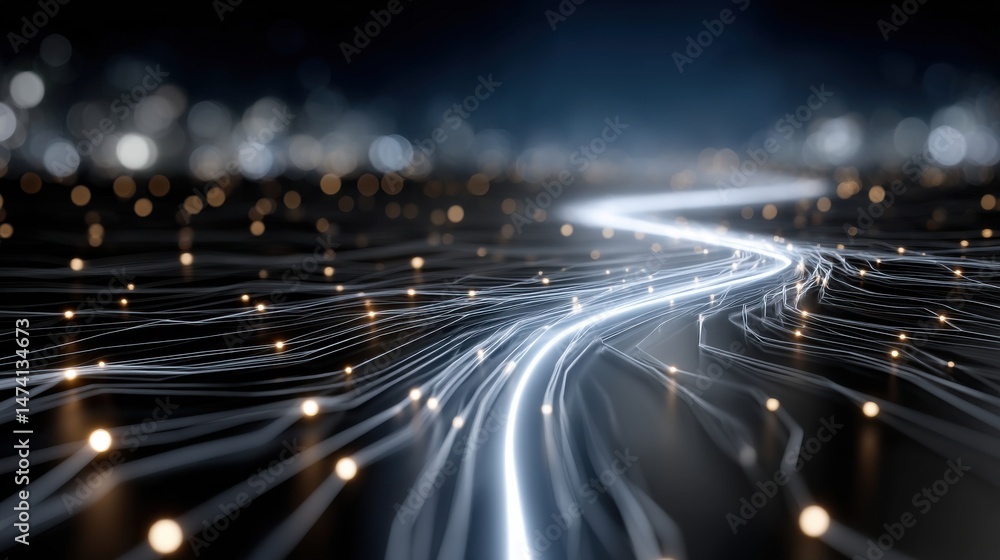 Aufkleber the image is full of glowing dots and lines, giving it a futuristic