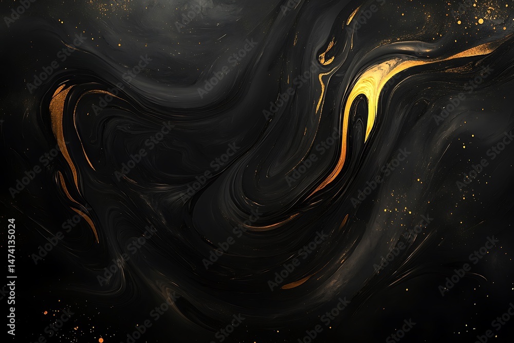 Poster dark abstract background with soft mystical glow radiating from swirling shapes
