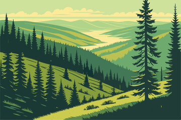 139 evergreen forest, dense pine trees, lush green vegetation, rolling hills, aerial view of canadian landscape, stunning natural scenery, detailed landscape, dramatic lighting, photorealistic, ultra 
