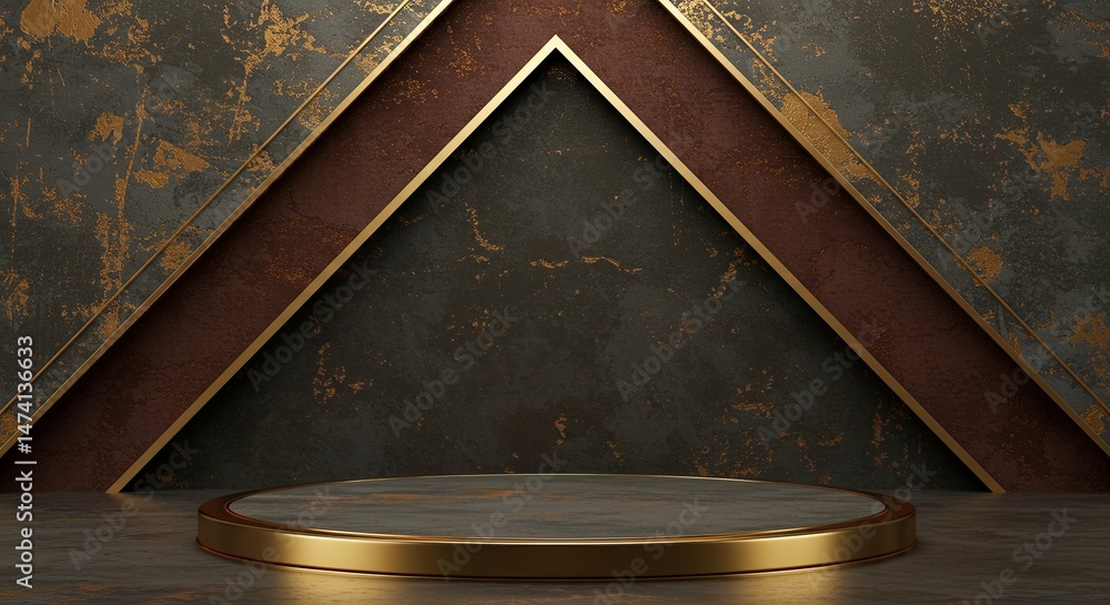 Poster a gold and brown wall with a triangular shape