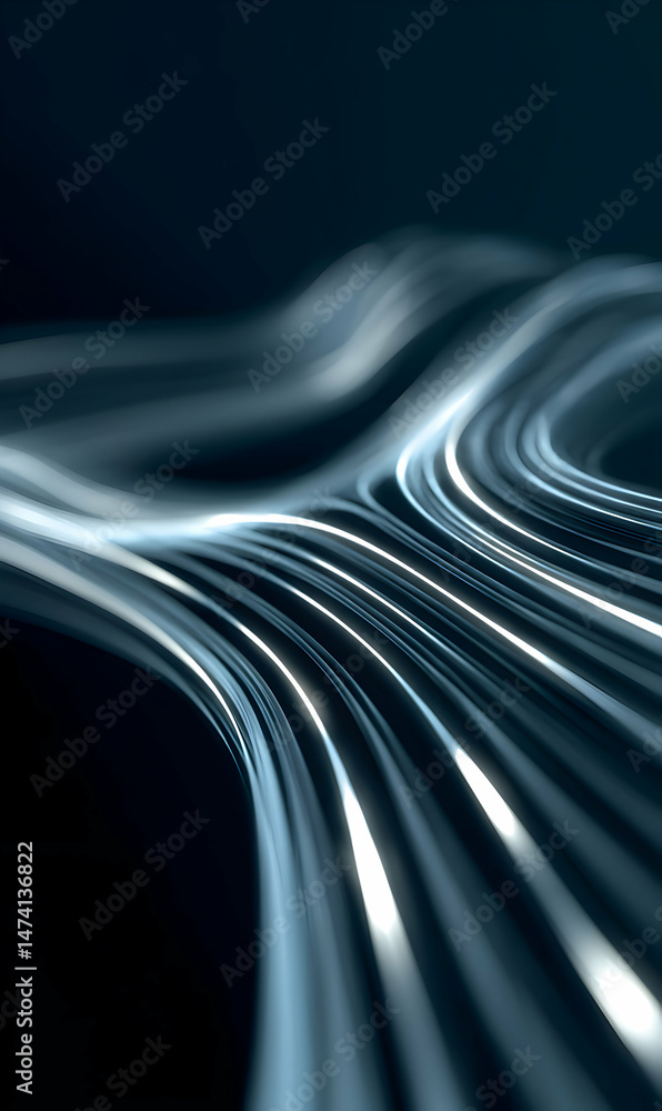 Poster abstract flowing light trails on dark background create dynamic and futuristic design