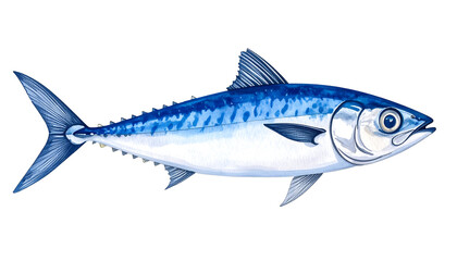 Obraz premium Detailed Watercolor Illustration of a Fresh Horse Mackerel Fish on transparent Background 