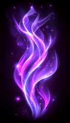 Obraz premium Abstract Swirling Purple Background with Particles, Light, and Bokeh Effects on a Dark Background