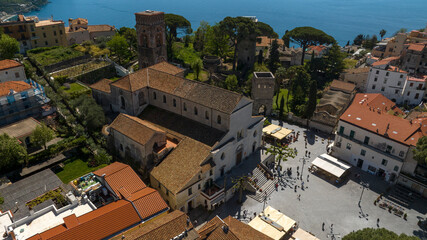 Aerial view of the cathedral of Santa Maria Assunta and San Pantaleone in the main square of...