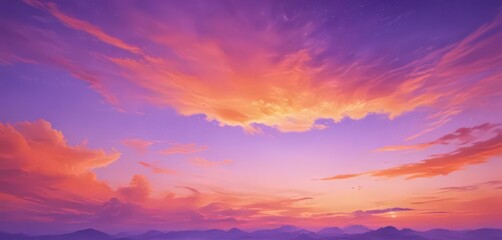 Fototapeta premium Vibrant orange and purple watercolor sky, abstract background with soft color blend , hue, abstract, serene