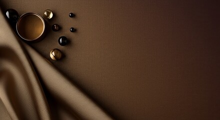 A brown background with a gold and black design