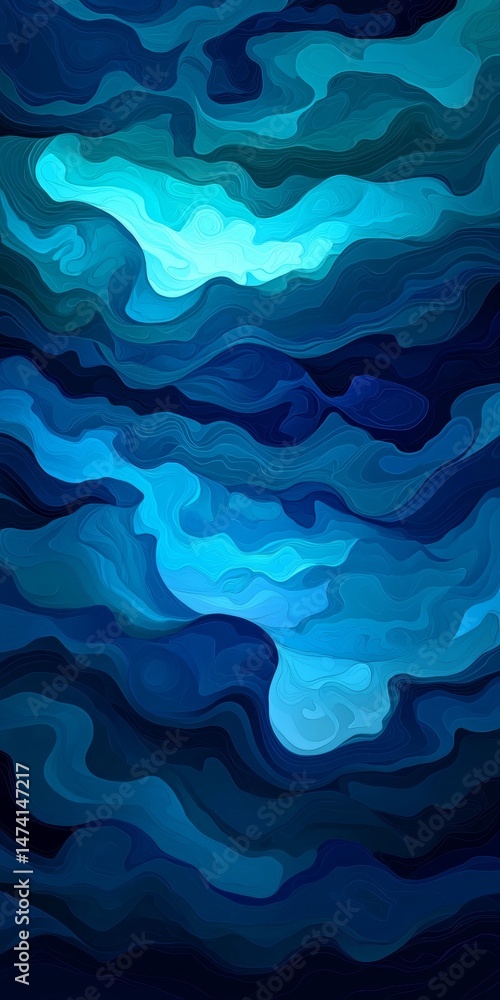 Poster abstract flowing waves of aquamarine a gentle gradient background with dynamic fluid motion