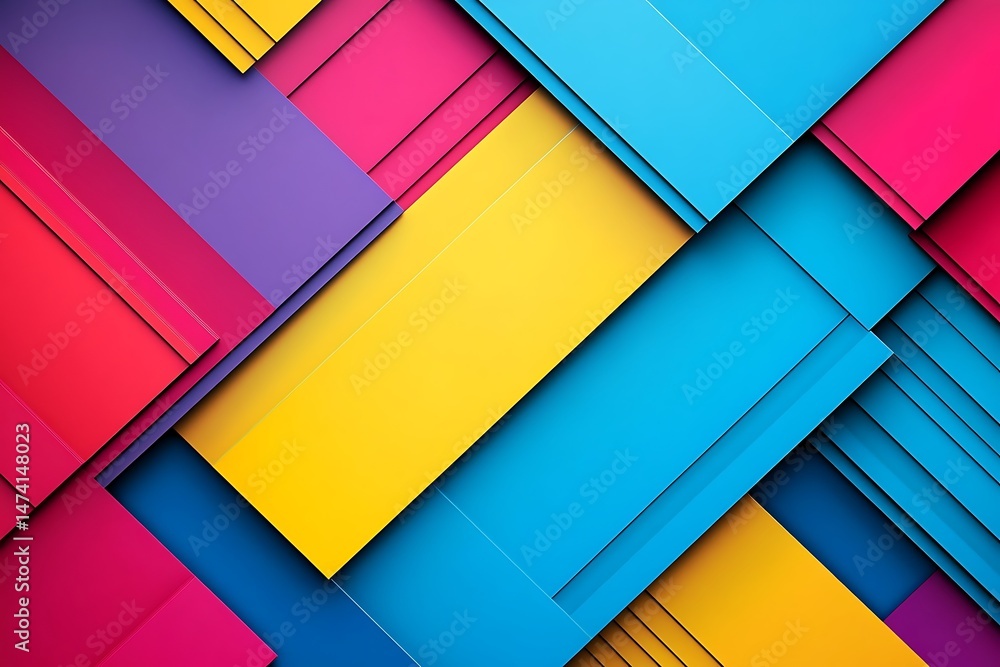Poster playful abstract background with overlapping colorful geometric patterns