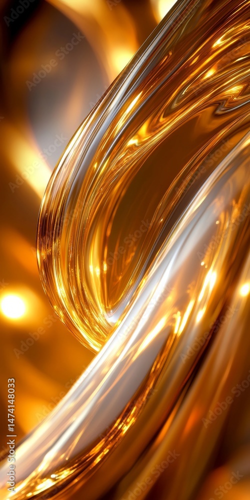 Poster abstract golden fluid background. dynamic flow and gentle waves in monochrome gold tones.
