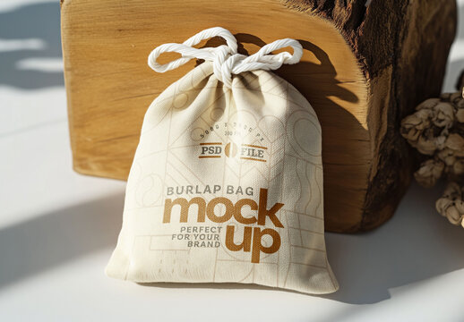 Burlap Bag Mockup for Packaging Design and Retail Branding