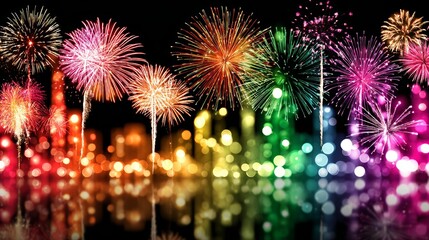 Fototapeta premium The display of energetic fireworks is reminiscent of a symphony of sound and light, generating a thrilling atmosphere that everyone can see and feel