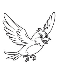 Flying Cute Bird – Fun Line Art Coloring Page