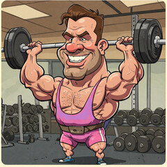 Weightlifter. Caricature.