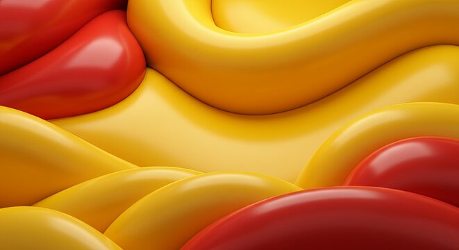 A yellow and red blob with a red and yellow swirl