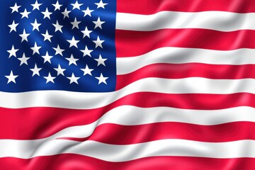 American Flag Waving Patriotic Symbol of United States of America Close Up View with Stars and Stripes Independence Day
