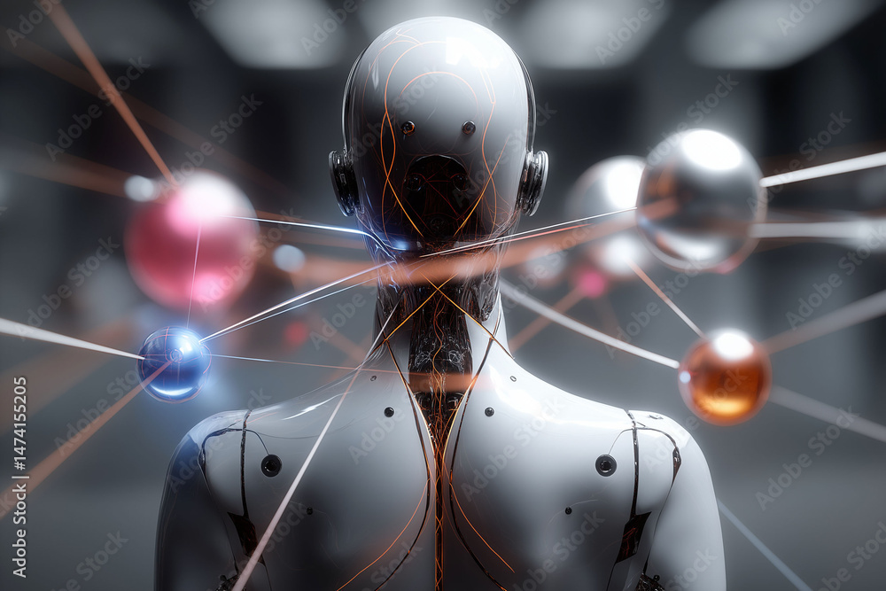 Poster agentic ai autonomous system. intelligent agent. decision making. ai behavior. ai concept surrounded