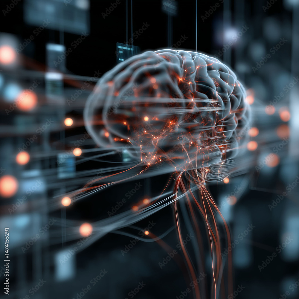 Aufkleber agentic ai autonomous system. intelligent agent. decision making. ai behavior. ai brain with digital
