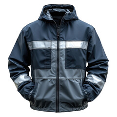 Shop men's reflective safety jacket waterproof hooded workwear outerwear on transparent background