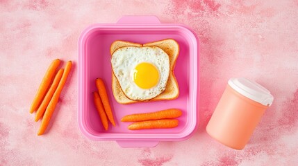Healthy kid's lunchbox with egg and carrots