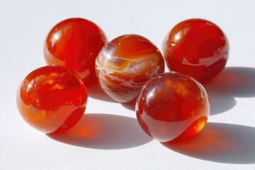 Red crystal spheres, various textures