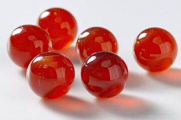 A cluster of glossy, vibrant red spheres