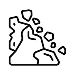 A slope with falling rocks, symbolizing landslide warnings