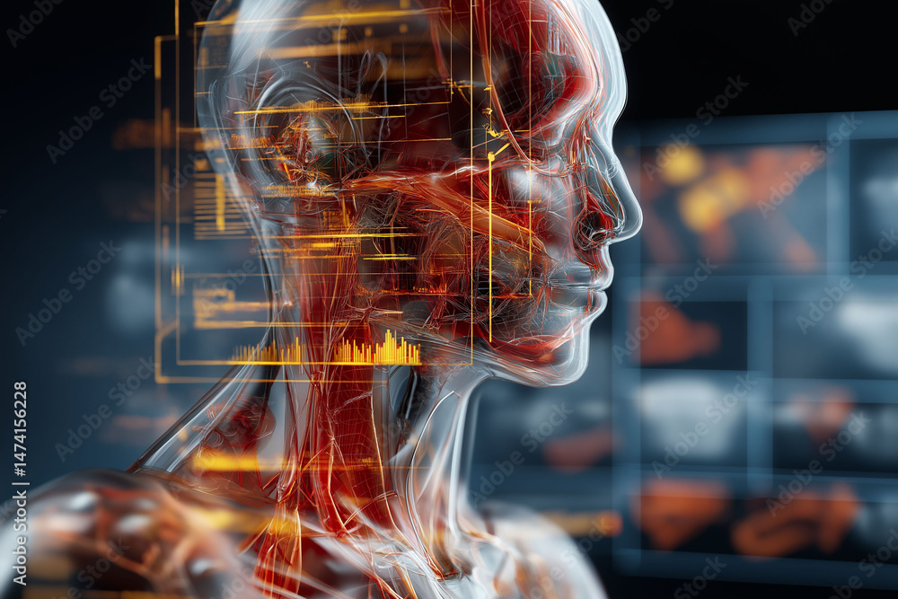 Poster agentic ai autonomous system. intelligent agent. decision making. ai behavior. digital humanoid anal