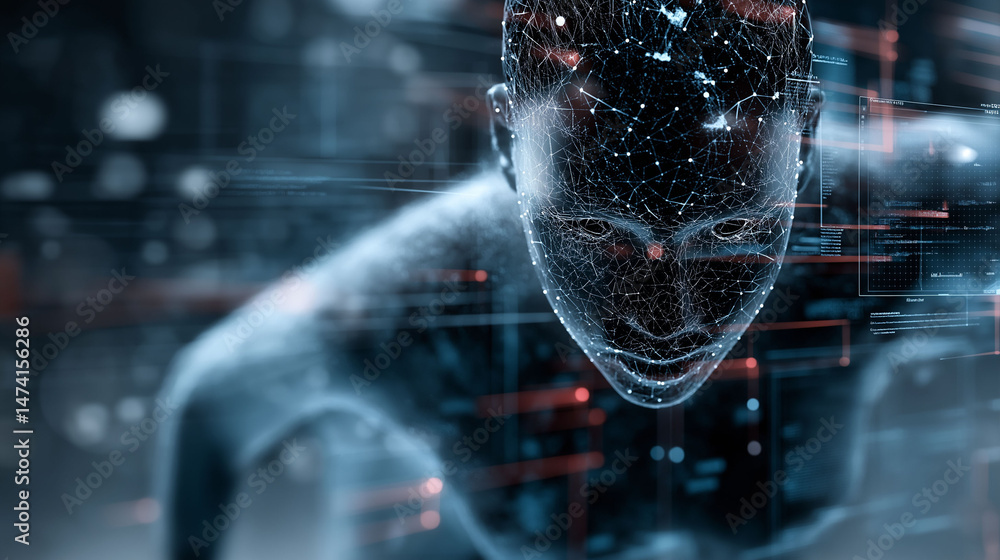 Poster agentic ai autonomous system. intelligent agent. decision making. ai behavior. futuristic ai agent d