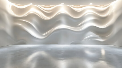 Obraz premium Modern, smooth, flowing wall design in an empty room