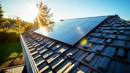 Solar panels on the roof absorbed sunlight efficiently, providing clean energy for the entire house.
