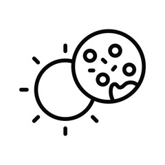 A simple, stylized icon of the sun and moon during a solar eclipse